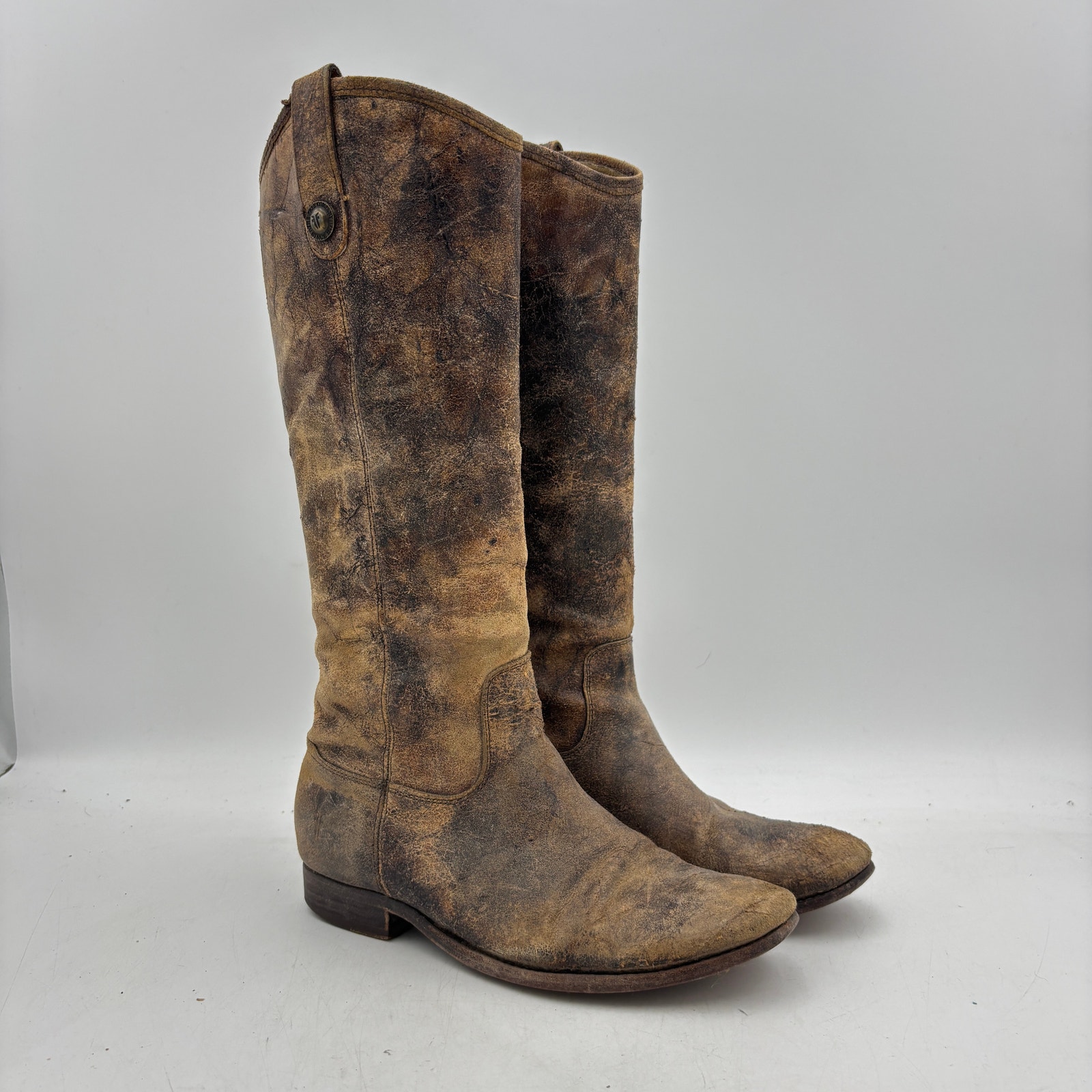 Frye Melissa Distressed Glazed Button Boots Women's 8b 77164 Riding Boho Read